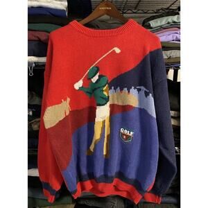Vintage Par Four Sweater Mens 2XL Golf Embroidered Knit 90s Crewneck